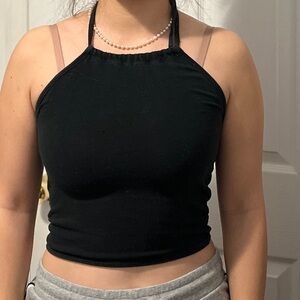 Brandy Melville Black Halter Crop Top